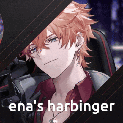 a picture of a man with the words " ena 's harbinger " on the bottom
