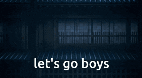 a cartoon character with the words let 's go boys written below him