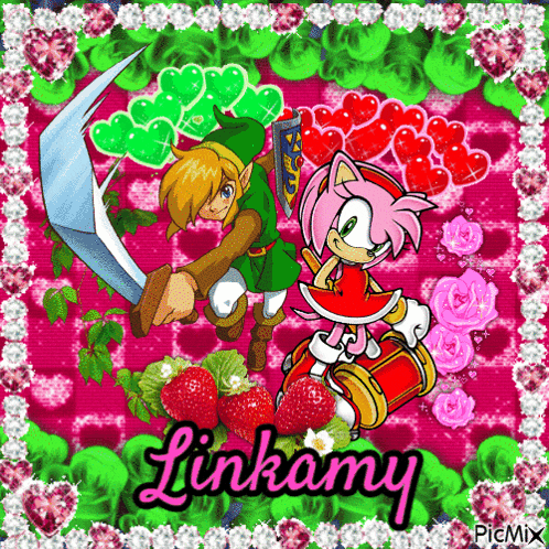 a picture of link and amy from sonic and the hedgehog
