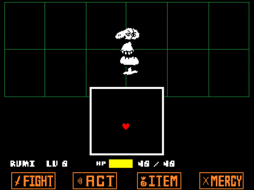 a screenshot of a video game with the words fight act item and mercy at the bottom