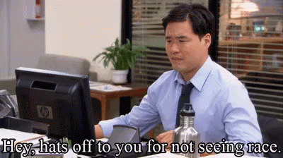 Not Seeing Race GIF - The Office Asian Jim Randall Park GIFs