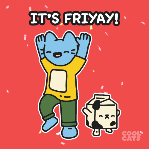 a cartoon of a cat and a milk carton that says it 's fri yay