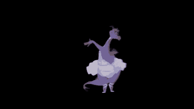 a purple dinosaur is flying through the air with a person on its back .