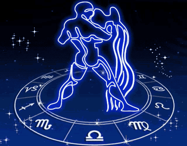 a glowing drawing of a virgo zodiac sign in a circle
