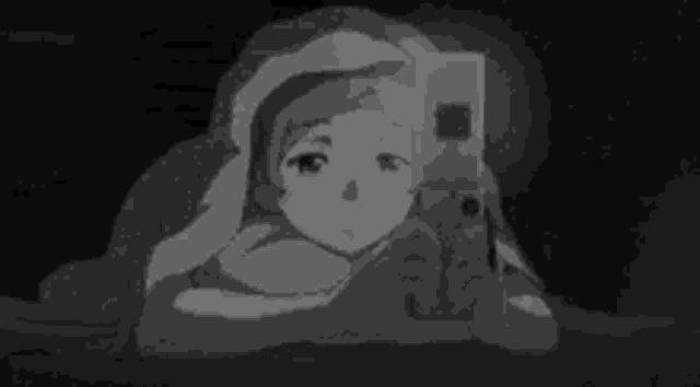 a black and white drawing of a girl laying down holding a video game controller .
