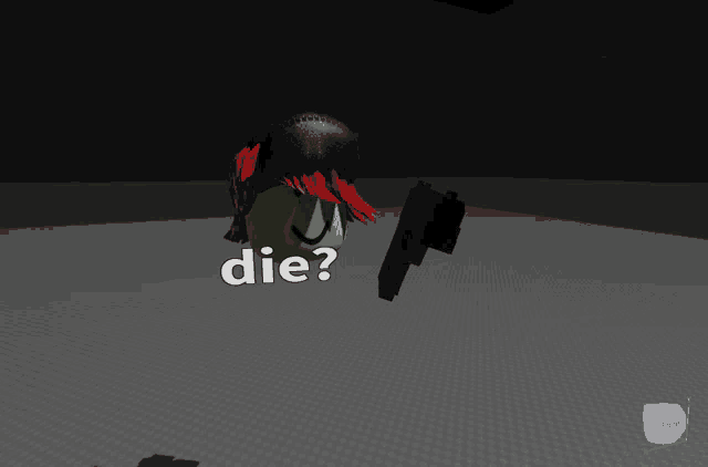 a 3d model of a person with red hair and the words " die " above them