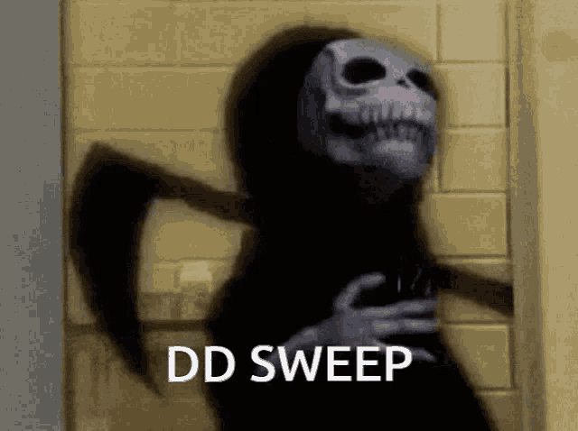 a grim reaper with a scythe and the words `` dd sweep '' behind him .
