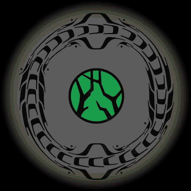 a circular design with a green circle in the center