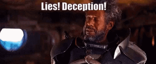 a man with a beard says lies deception everyday more lies ..