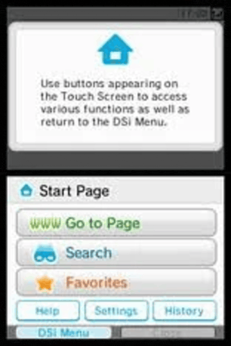 a screenshot of the start page screen on a nintendo ds