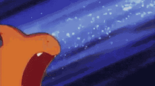 a close up of a cartoon character with its mouth open