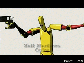 a cartoon robot is holding a gun and a hammer .