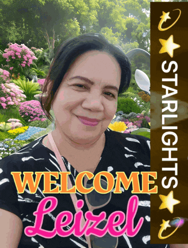 a picture of a woman with the words welcome leizel