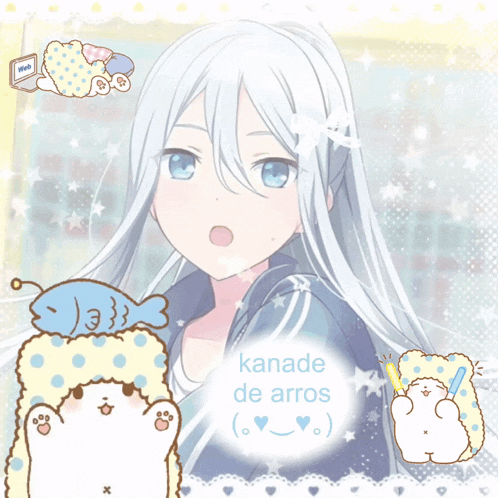 a picture of a girl with kanade de aros written in the middle