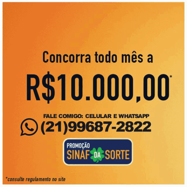 a poster that says ' concorra todo mes a r $ 10,000.00 ' on it
