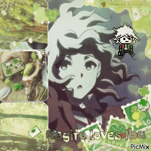 a collage of images with the words nagito loves you on the bottom