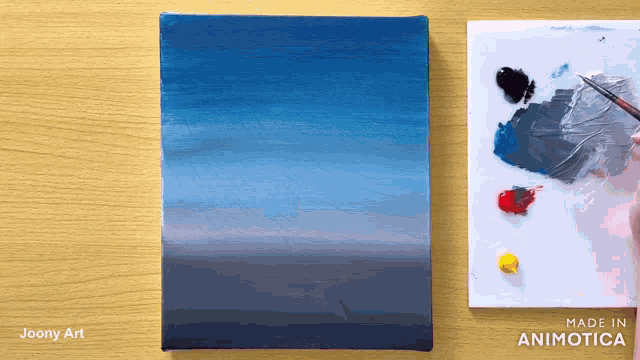 a painting is being painted on a canvas and the painting is made in animatica