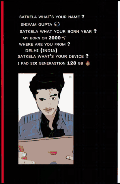a poster with a picture of a man and the words satkela what 's your name