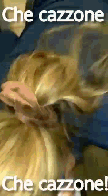 a close up of a person 's face with the words che cazone che cazone written on it