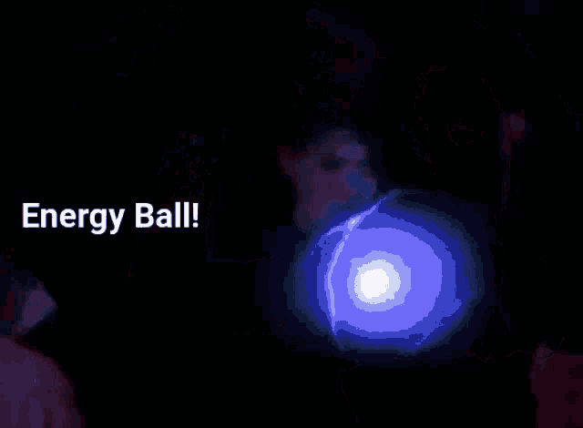 a woman is holding an energy ball with the words energy ball below her