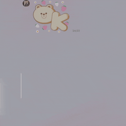 a picture of a teddy bear with strawberries and flowers and the letter k