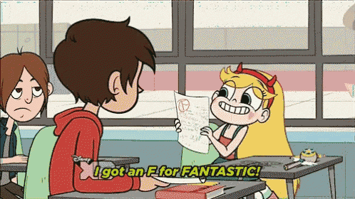 a star vs the forces of evil cartoon shows a girl holding a piece of paper with a p on it