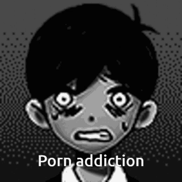 a black and white drawing of a boy with the words porn addiction on the bottom