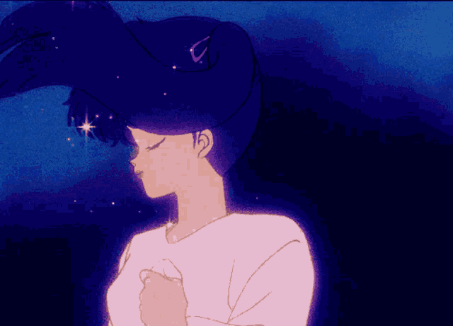 a cartoon drawing of a girl with a purple hair