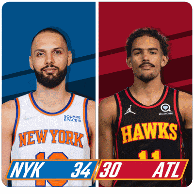 New York Knicks (34) Vs. Atlanta Hawks (30) First-second Period Break GIF - Nba Basketball Nba 2021 GIFs