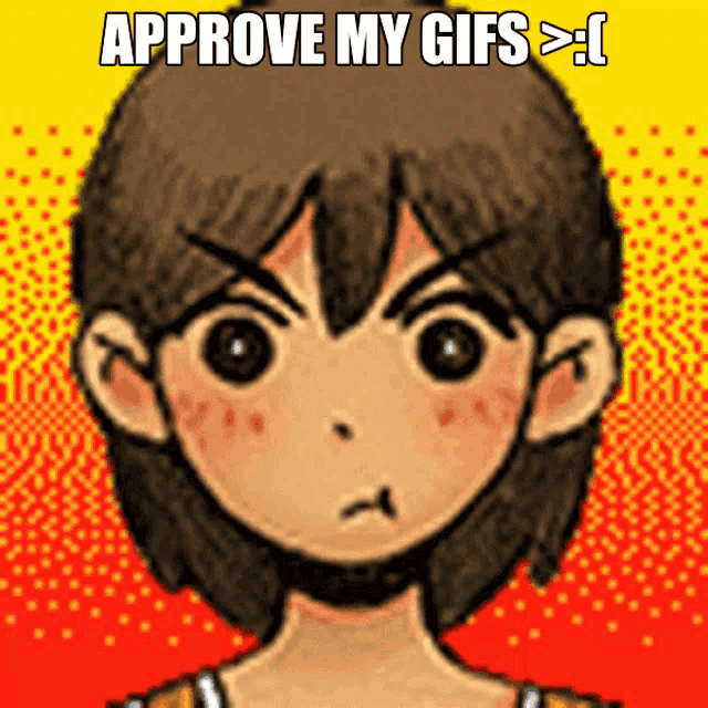 a picture of a cartoon character with the words approve my gifs >