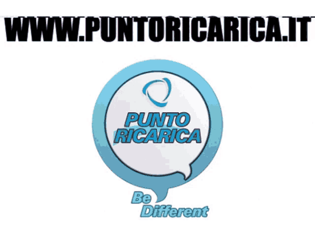 a logo for punto ricarica says be different