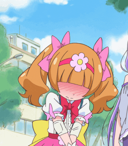 a cartoon girl with a flower on her head