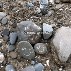 a pile of rocks with a smiley face drawn on one