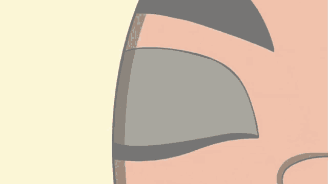 a close up of a cartoon character 's eye with a gray eyeshadow
