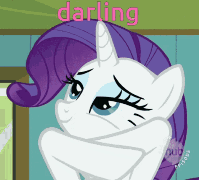 a cartoon of a pony with the word darling above her