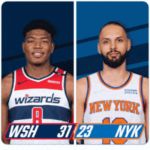 Washington Wizards (31) Vs. New York Knicks (23) First-second Period Break GIF - Nba Basketball Nba 2021 GIFs