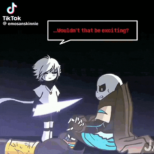 a cartoon of cross and ink sans from undertale talking to each other .