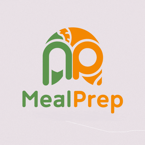 a green and orange logo for meal prep with a circle in the middle