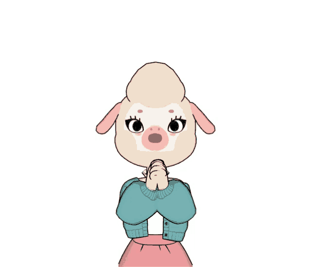 a cartoon drawing of a sheep wearing a blue sweater