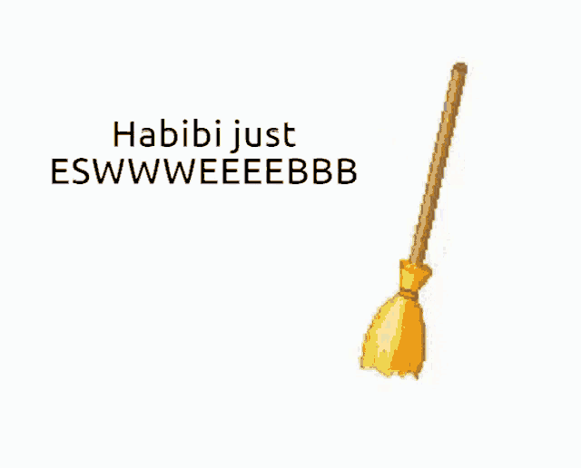 a picture of a broom with the words habibi just eswwweeeebbb