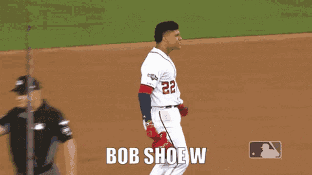 a baseball player with the name bob shoe w on the bottom