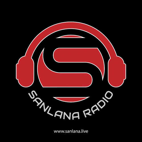 a logo for sanlana radio with headphones in the middle