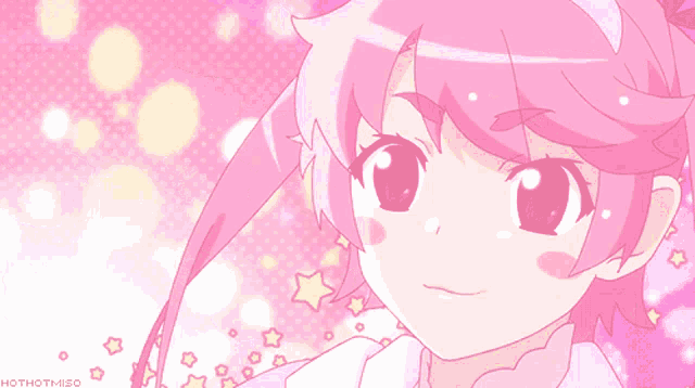 a picture of a girl with pink hair has the words hothotmiso on the bottom