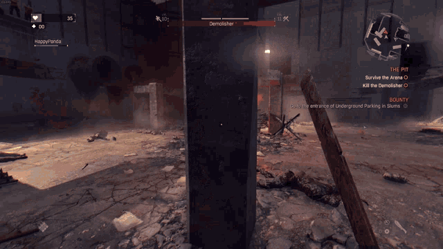 a screenshot of a video game where the player is fighting a demoliter