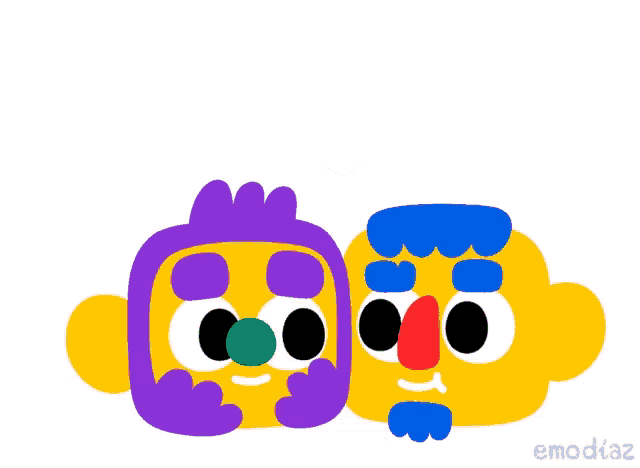 a couple of cartoon characters are kissing with a red heart above them