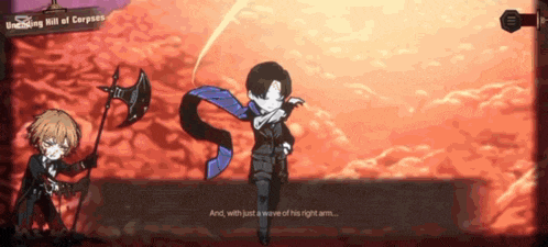 a screenshot of a video game with the words and with just a wave of his right arm at the top