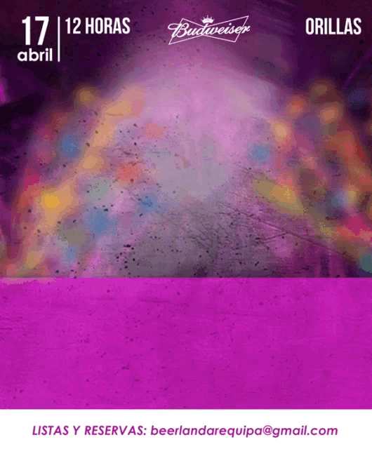 a purple background with budweiser written on the top