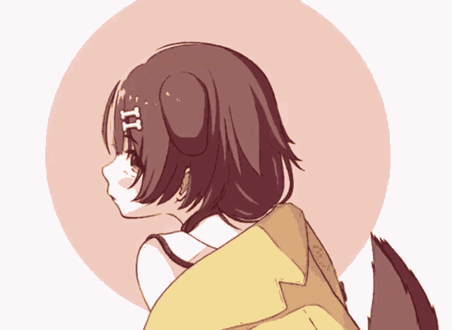 a drawing of a girl with a dog ears and tail