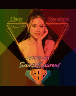 a picture of a woman with the words classy assistant saint laurent