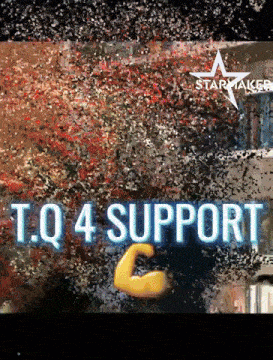 a sign that says t.q 4 support in blue